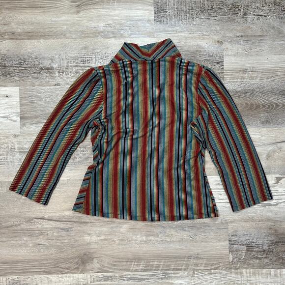 HeartSoul Rainbow Stripe Ribbed V-Neck Top Y2K Juniors Large (Fits XS/S) - Picture 4 of 6